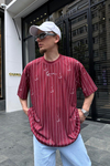 Kani Çizgili Bordo Oversize Tshirt T691