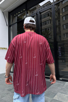 Kani Çizgili Bordo Oversize Tshirt T691