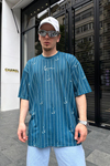 Kani Çizgili Mavi Oversize Tshirt T693