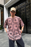 Kani Nakışlı Bandana Desen Oversize Tshirt T689