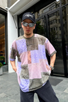 Kani Nakışlı Renkli Bandana Desen Oversize Tshirt T695