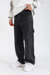 Kani Nakışlı Siyah Retro Baggy Jean Pantolon P1132