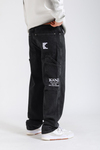 Kani Nakışlı Siyah Retro Baggy Jean Pantolon P1132
