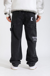 Kani Nakışlı Siyah Retro Baggy Jean Pantolon P1132