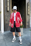 Kırmızı Bandana Desen Oversize Kimono G119
