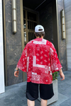 Kırmızı Bandana Desen Oversize Kimono G119
