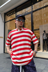 Kırmızı Çizgili Basic Oversize Tshirt T672