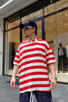 Kırmızı Çizgili Basic Oversize Tshirt T672