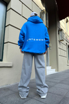 Kklb Mavi Sırt Baskılı Oversize Sweatshirt SW916