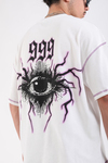 Kontrast Dikiş Baskılı Krem 999 Oversize Tshirt