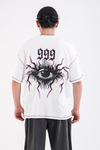 Kontrast Dikiş Baskılı Krem 999 Oversize Tshirt