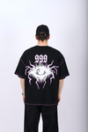 Kontrast Dikiş Baskılı Siyah Oversize Tshirt T1016