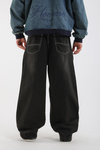 Kontrast Dikiş Kahve Baggy Jean Pantolon