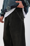 Kontrast Dikiş Kahve Baggy Jean Pantolon