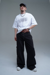 Kontrast Dikiş Low Waist Baggy Pantolon