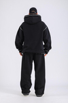 Kontrast Dikiş Siyah Nfs Baskılı Oversize Hoodie SW1406