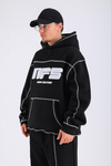 Kontrast Dikiş Siyah Nfs Baskılı Oversize Hoodie SW1406
