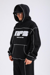 Kontrast Dikiş Siyah Nfs Baskılı Oversize Hoodie SW1406