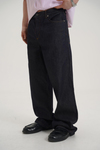 Kontrast Dikiş Wide Leg Baggy Raw Denim