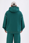 Kontrast Dikiş Yeşil Oversize Hoodie SW1340