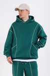 Kontrast Dikiş Yeşil Oversize Hoodie SW1340