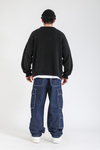 Koyu Mavi Kargo Cep Detay Baggy Jean Pantolon P1143