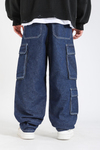 Koyu Mavi Kargo Cep Detay Baggy Jean Pantolon P1143