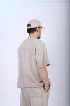 Krem Acid Wash Oversize Şort Tshirt Takım TKM140