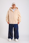 Krem Basic Oversize Zipper Hoodie SW1285