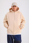 Krem Basic Oversize Zipper Hoodie SW1285