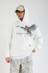 Krem Bird Nakışlı Oversize Hoodie SW1399