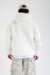 Krem Bird Nakışlı Oversize Hoodie SW1399