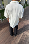 Krem Kısa Kol Oversize Gömlek G144
