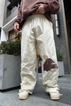 Krem Paraşüt Kumaş Nakışlı Combat Pantolon P815