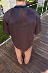 Lacivert Çizgili Zr Oversize Tshirt T1090