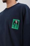 Lacivert Patch Detay Oversize Sweatshirt