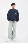 Lacivert Patch Detay Oversize Sweatshirt