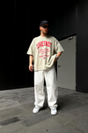 Live Fast Baskılı Bej Oversize Tshirt T883