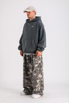 LLS Baskılı Acid Wash Oversize Hoodie SW1241