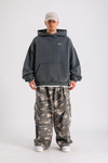 LLS Baskılı Acid Wash Oversize Hoodie SW1241
