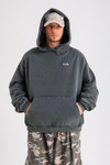 LLS Baskılı Acid Wash Oversize Hoodie SW1241