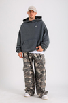 LLS Baskılı Acid Wash Oversize Hoodie SW1241