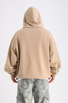 LLS Baskılı Bej Oversize Zipper Hoodie SW1227