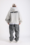 LLS Baskılı Gri Oversize Hoodie SW1258
