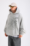 LLS Baskılı Gri Oversize Hoodie SW1258