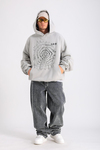 LLS Baskılı Gri Oversize Hoodie SW1258