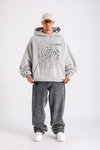 LLS Baskılı Gri Oversize Hoodie SW1258