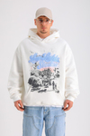LLS Baskılı Krem Oversize Hoodie SW1233