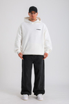 LLS Baskılı Krem Oversize Hoodie SW1268