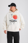 LLS Baskılı Krem Oversize Hoodie SW1260